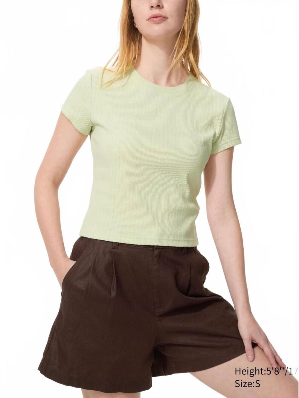 Uniqlo Ribbed Mini T-Shirt NWT Light Green Large